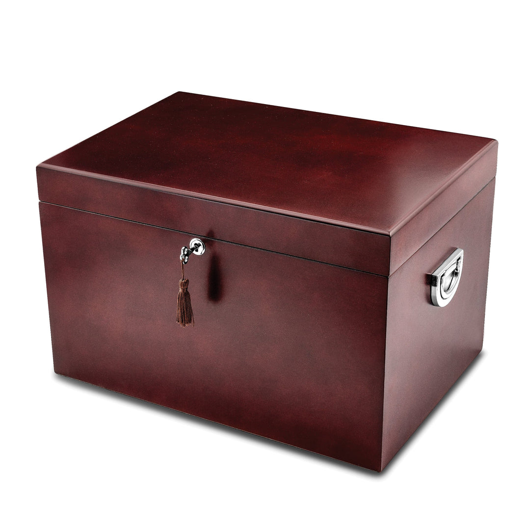 Luxury Giftware Cherry Poplar Veneer Matte Finish Velveteen Lining Locking Memorial Keepsake Box