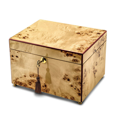 Luxury Giftware Mapa Burlwood Veneer High Gloss Finish Locking Suede (Faux) Lining Memorial Keepsake Box at $ 173.39 only from Jewelryshopping.com