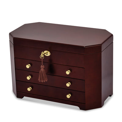 Matte Mahogany Veneer with 3 Drawer Jewelry Box at $ 252.7 only from Jewelryshopping.com