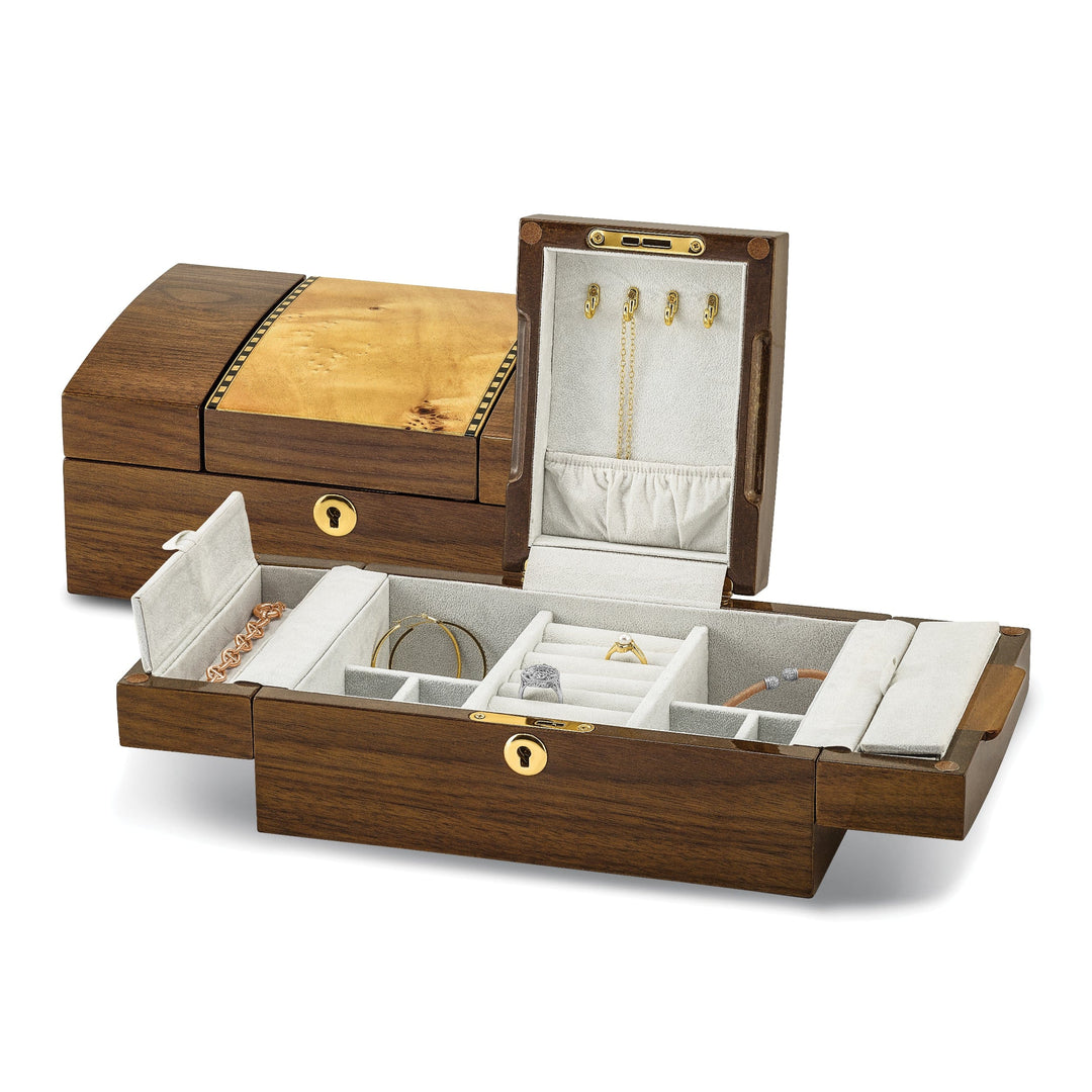 Mapa Walnut Burlwood Veneer Jewelry Box