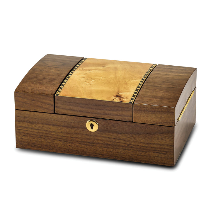 Mapa Walnut Burlwood Veneer Jewelry Box