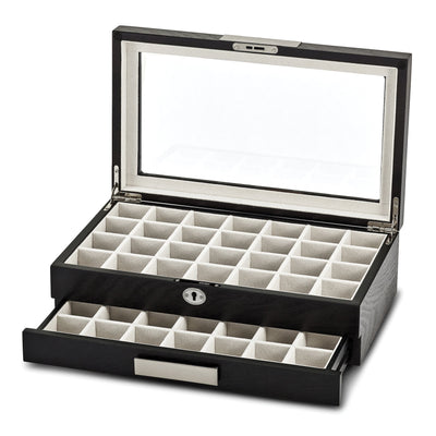 Matte Black Wood section Earring Cuff Link Box at $ 123.5 only from Jewelryshopping.com