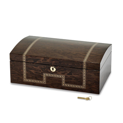 Tiger Eye Veneer Inlay Locking Jewelry Chest at $ 286.2 only from Jewelryshopping.com
