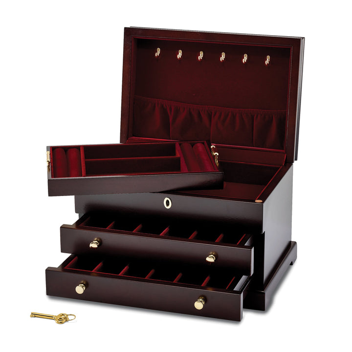Mahogany Poplar Veneer 2-drawer Jewelry Box