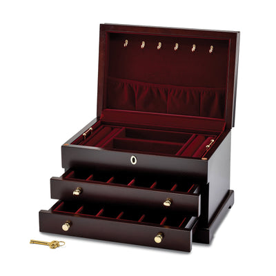 Mahogany Poplar Veneer 2-drawer Jewelry Box
