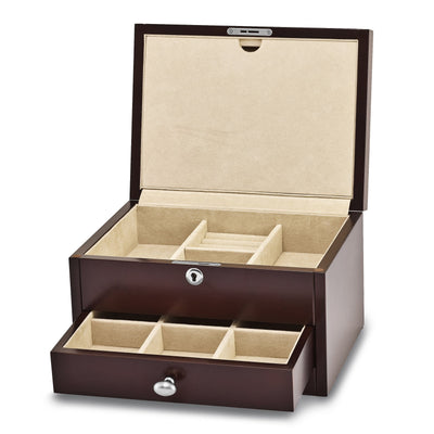 Mahogany Finish Veneer 1-drawer Jewelry Chest at $ 214.7 only from Jewelryshopping.com