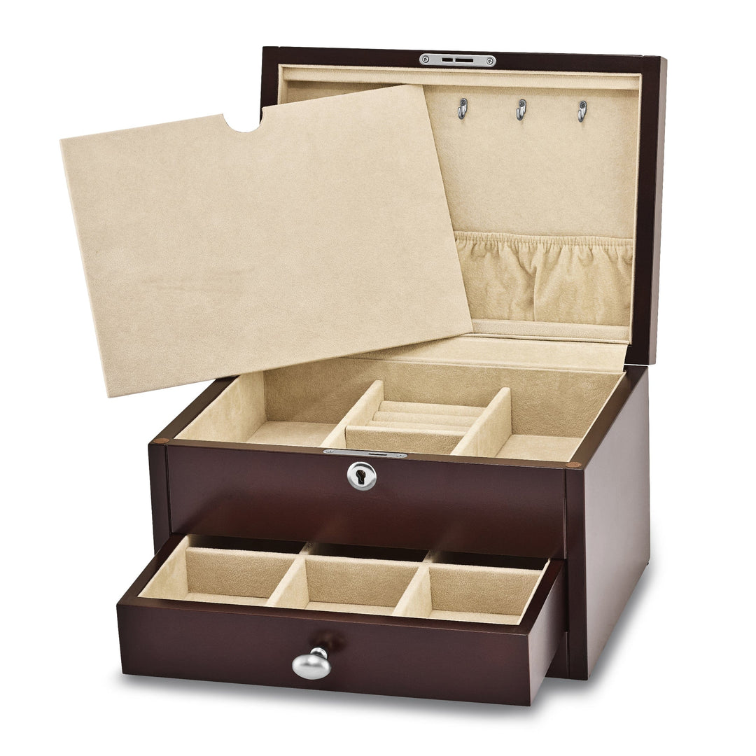 Mahogany Finish Veneer 1-drawer Jewelry Chest