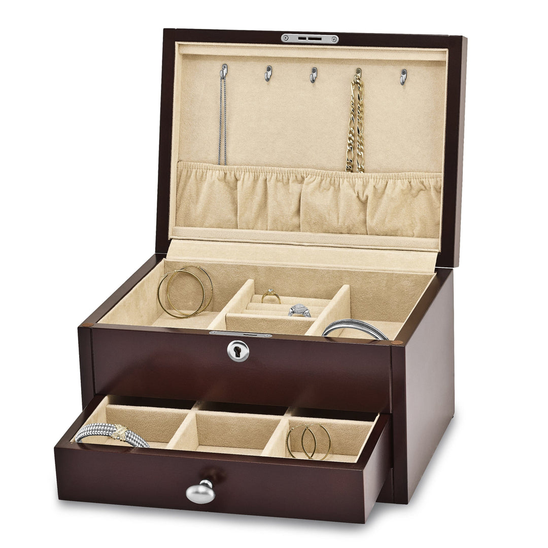 Mahogany Finish Veneer 1-drawer Jewelry Chest