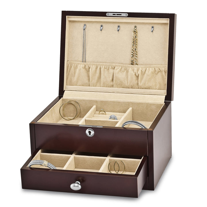 Mahogany Finish Veneer 1-drawer Jewelry Chest
