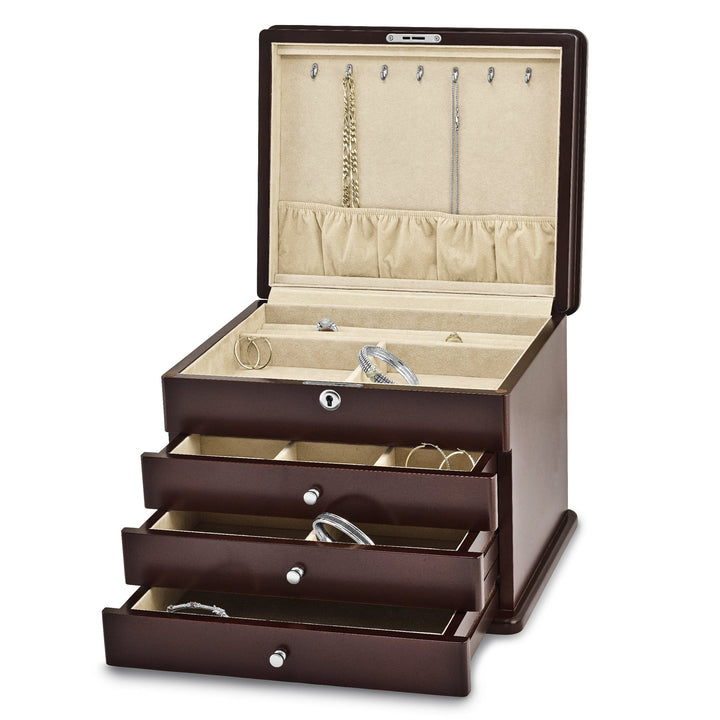 Mahogany Finish Veneer 3-drawer Jewelry Chest