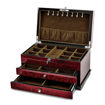 Luxury Giftware High Gloss Rosewood Veneer with Mother of Pearl Inlay 2-Drawer Velveteen Lining Locking Wooden Jewelry Box at $ 432 only from Jewelryshopping.com