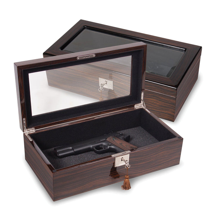 Ebony Wood Veneer Glass Window Multi Use Box