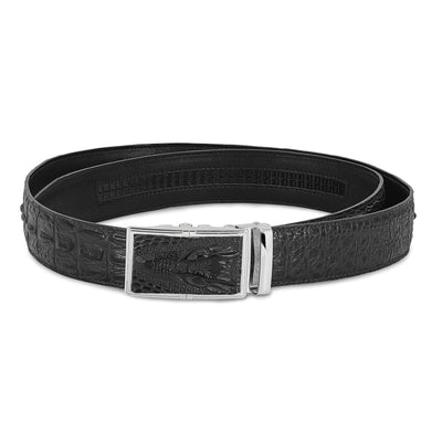 Luxury Leathers Top Grain Leather Croc Texture Medium (38-42) Adjustable Black Belt