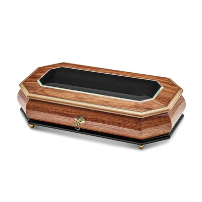 Luxury Giftware Bubinga Veneer with Black and Mother of Pearl Inlay Octagonal Locking Wooden (Plays Greensleeves) Music Box with Velveteen Lining at $ 225 only from Jewelryshopping.com