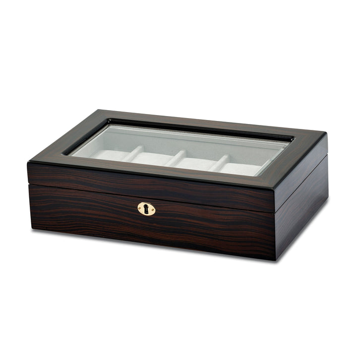 High Gloss Ebony Finish Locking 10-Watch Case
