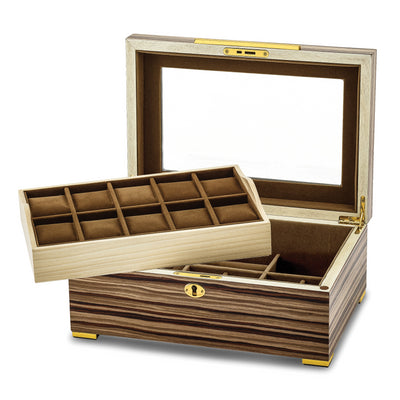 South American Matte Veneer Locking Watch Case at $ 246.35 only from Jewelryshopping.com