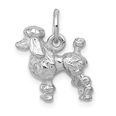 14K White Gold Textured Polished Finish 3-Dimensional Poddle Dog Charm Pendant at $ 286.21 only from Jewelryshopping.com