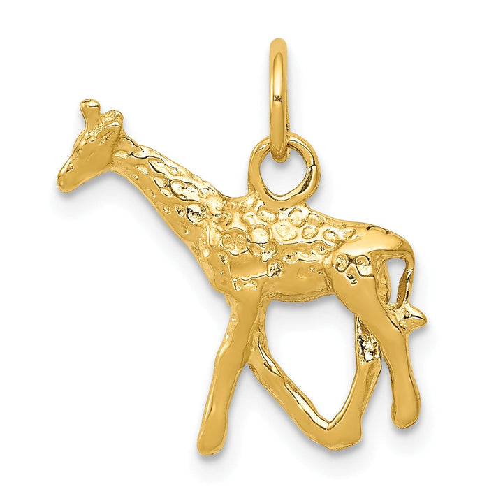 14k Yellow Gold Solid Polished Finish 3-Dimensional Giraffe Charm Pendant