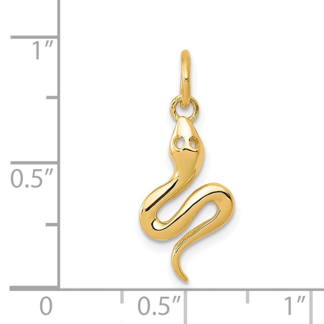 14k Yellow Gold Solid Polished Finish Snake Charm Pendant