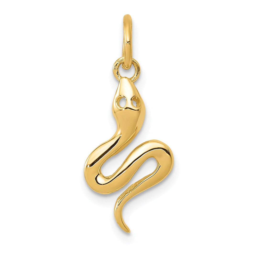 14k Yellow Gold Solid Polished Finish Snake Charm Pendant