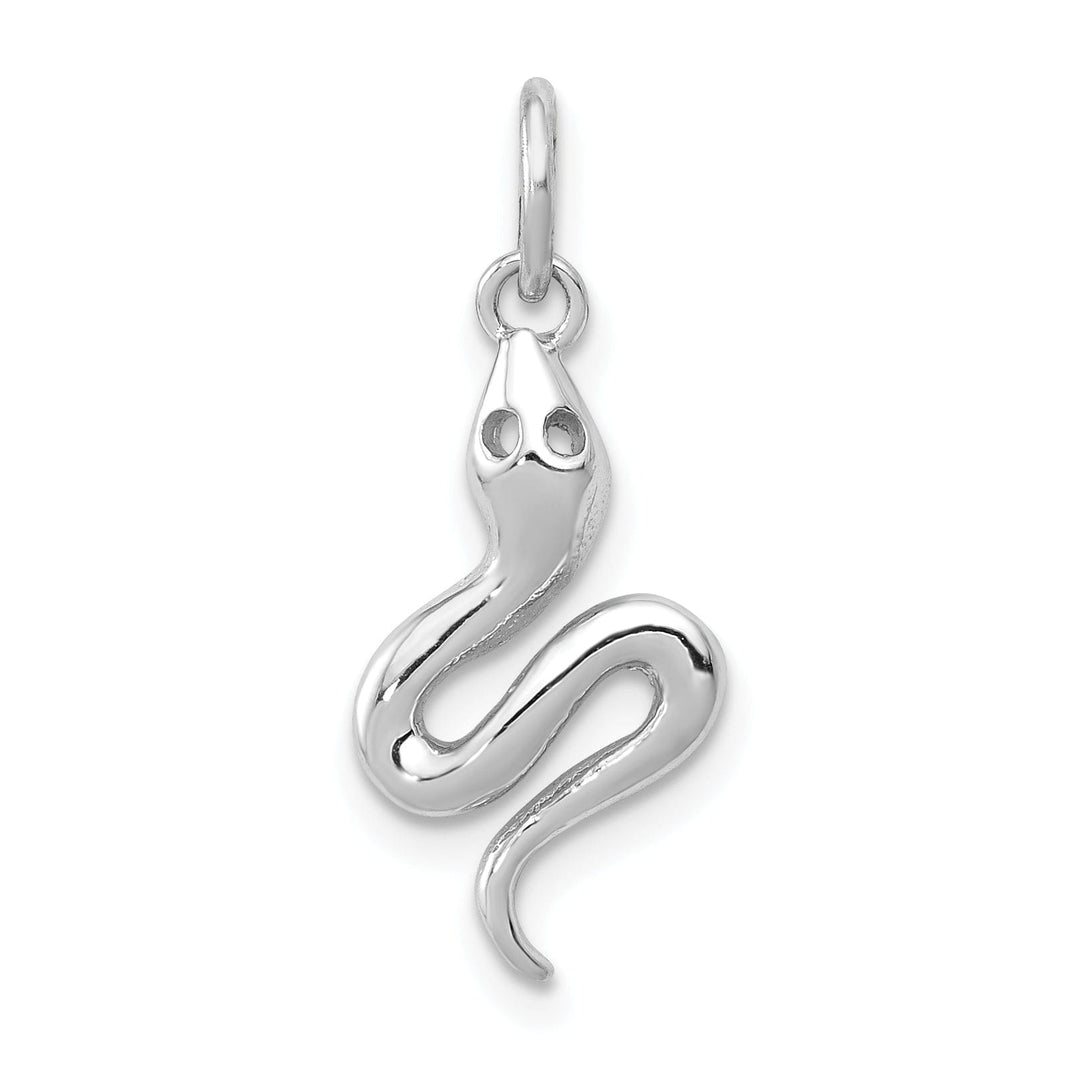 14k White Gold Solid Polished Finish Snake Charm Pendant