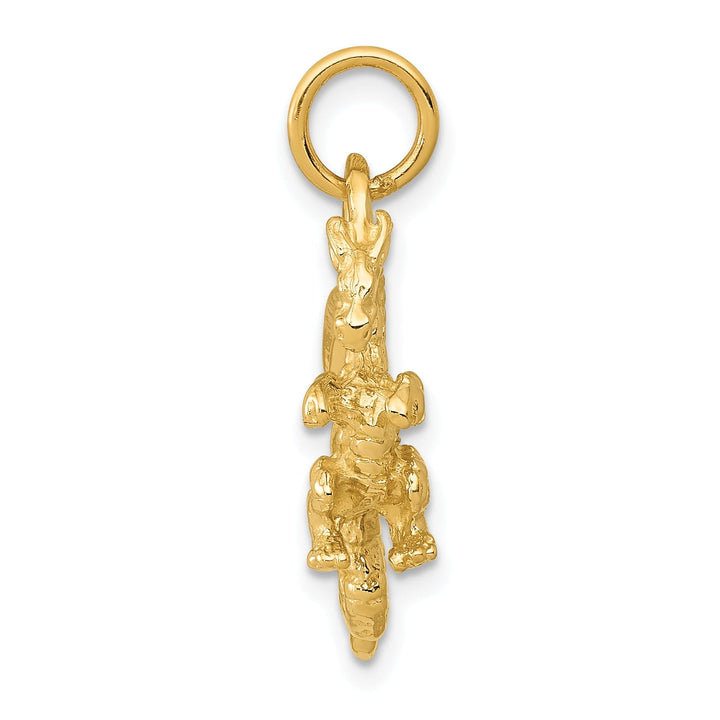14k Yellow Gold Solid Textured Polished Finish 3-Dimensional Dragon Charm Pendant