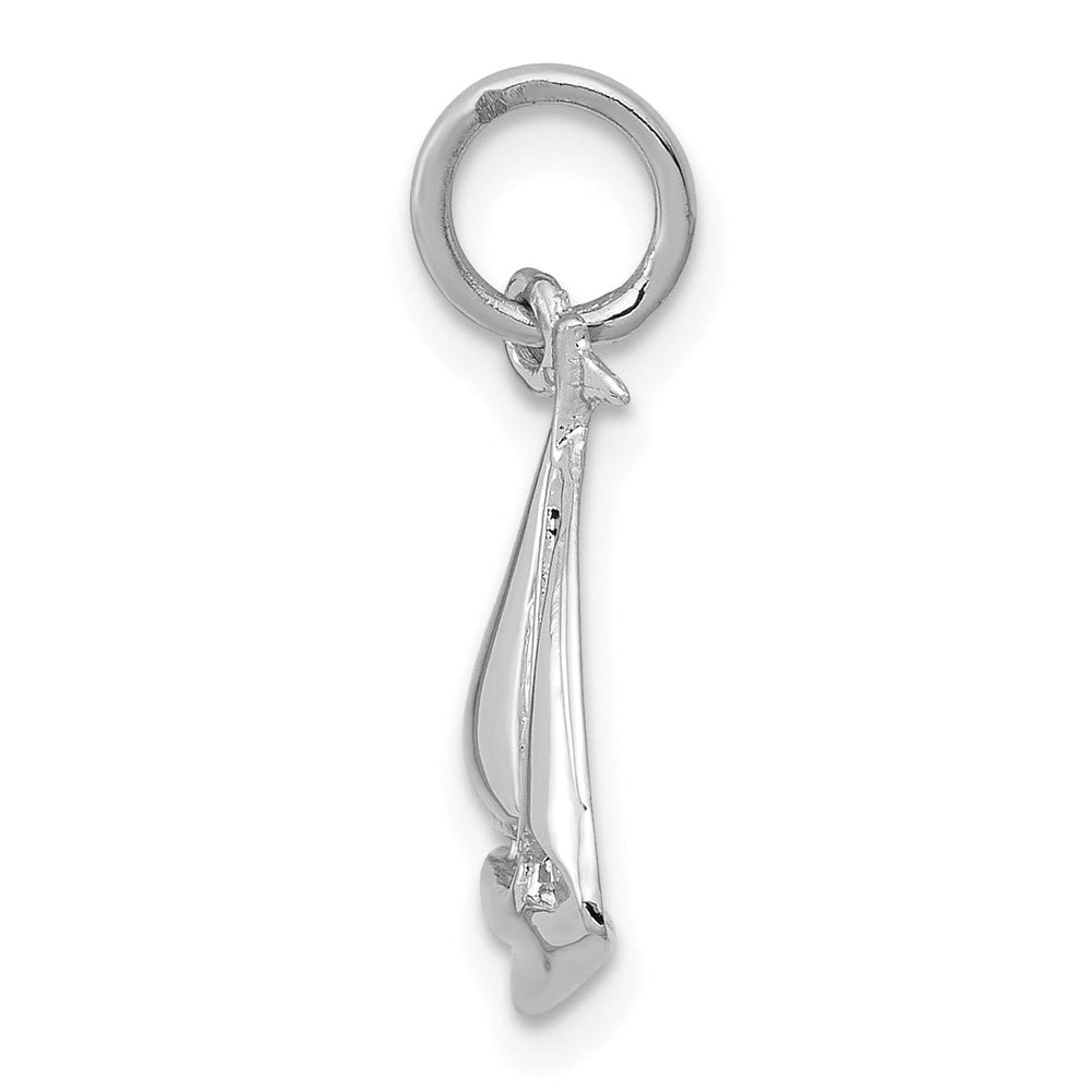 14k White Gold Solid Polish 3-D Sailboat Charm