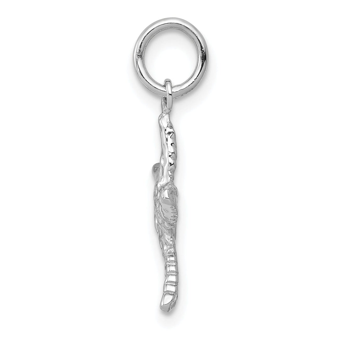 14K White Gold Polished Texture Finish 3-Dimensional Starfish Charm Pendant