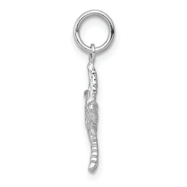 14K White Gold Polished Texture Finish 3-Dimensional Starfish Charm Pendant