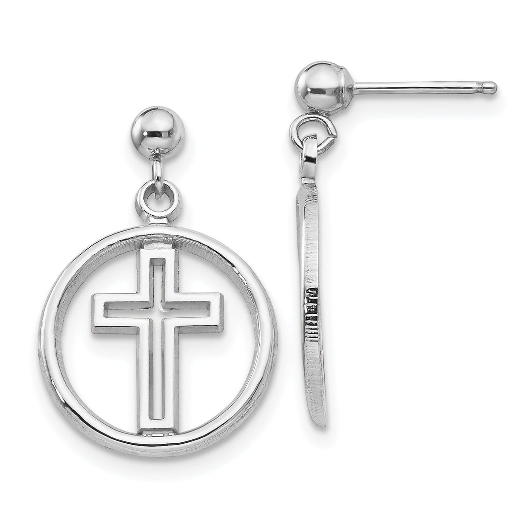 14k White Gold Polished Eternal Life Cross Dangle