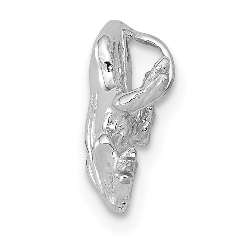 14k White Gold Solid Polished Finish 3-Dimensional Frog Charm Pendant