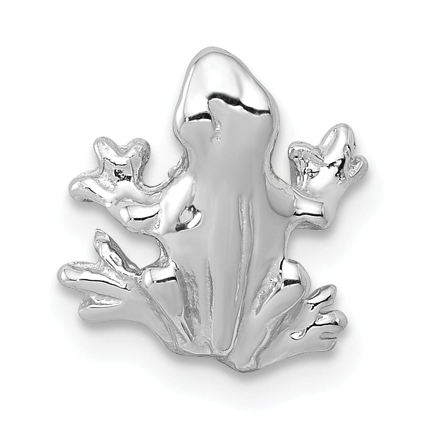 14k White Gold Solid Polished Finish 3-Dimensional Frog Charm Pendant