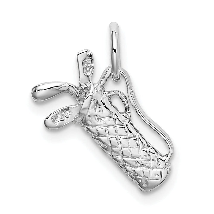 Solid 14k White Gold 3 D Golf Bag Clubs Pendant