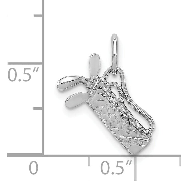 Solid 14k White Gold 3 D Golf Bag Clubs Pendant
