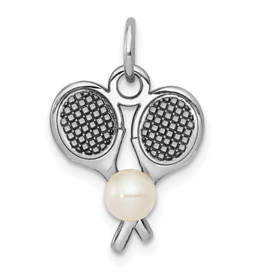14k White Gold 3D Tennis Racquets Pearl Pendant at $ 119.39 only from Jewelryshopping.com