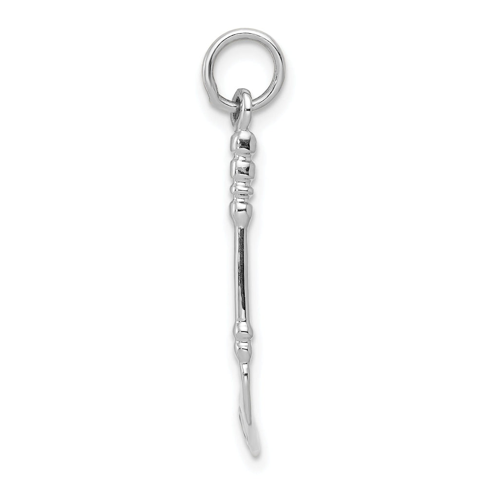 14k White Gold 3 D Black Hockey Stick Pendant