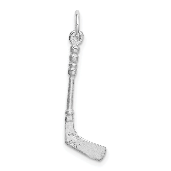 14k White Gold 3 D Black Hockey Stick Pendant