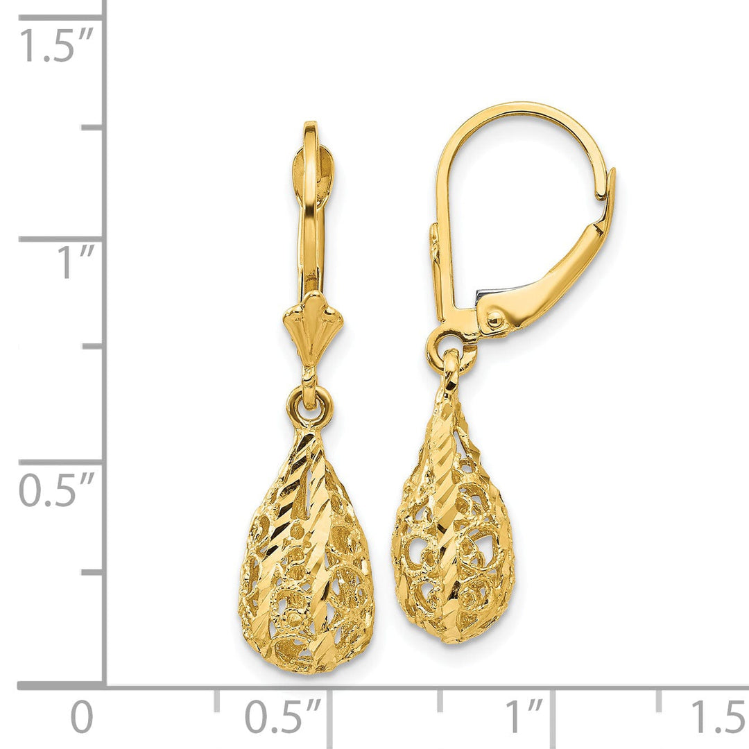 14k Yellow Gold Polished D-C Filigree Earrings