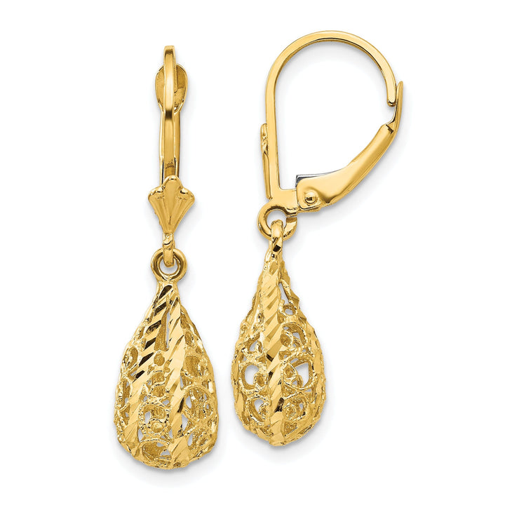 14k Yellow Gold Polished D-C Filigree Earrings