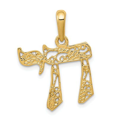 14K Yellow Gold Polished Finish Filligree Chai Design Charm Pendant at $ 112.08 only from Jewelryshopping.com