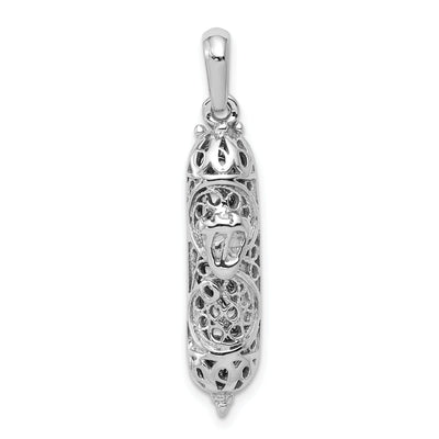 14K White Gold Rhodium Polished Textured Finish 3-D Mezuzah Pendant at $ 292.15 only from Jewelryshopping.com