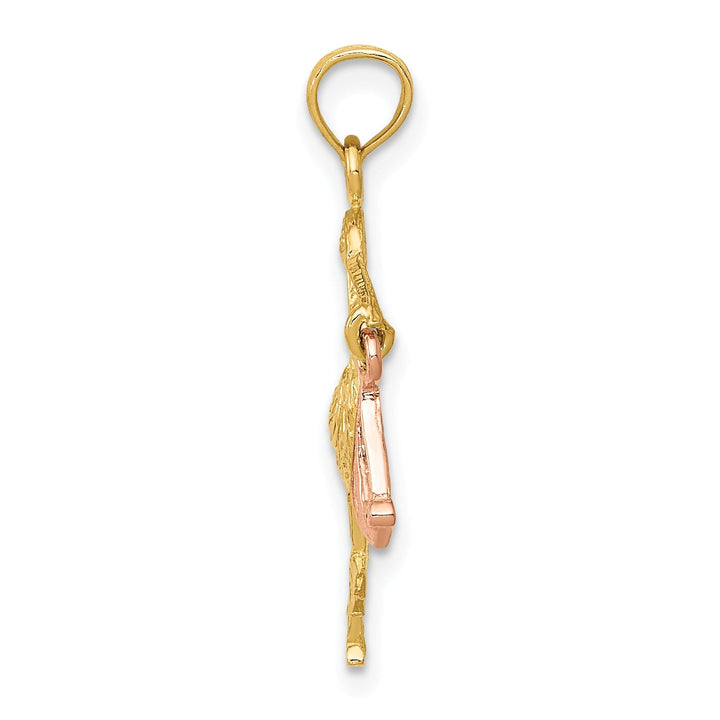 14k Two Tone Gold Moveable Baby and Stork Charm