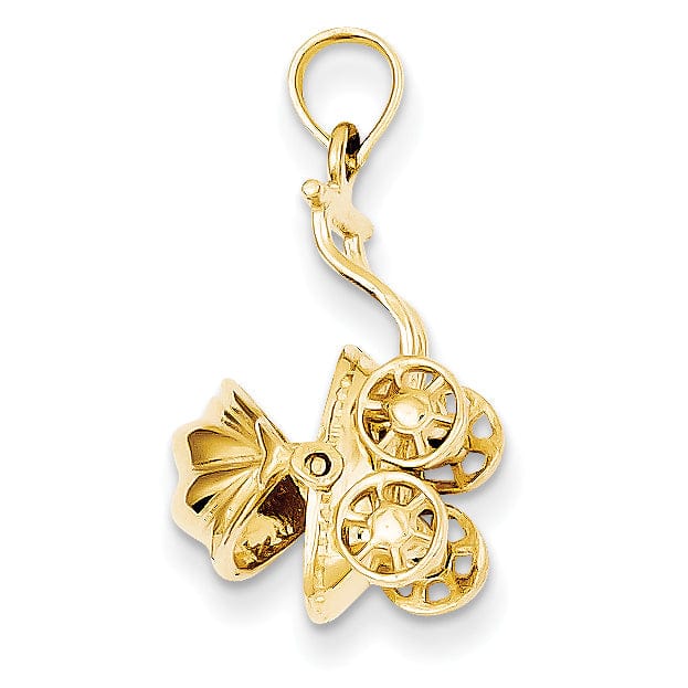 14k Yellow Gold Moveable Baby Carriage Pendant