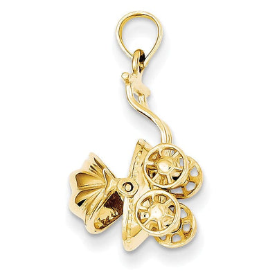 14k Yellow Gold Moveable Baby Carriage Pendant at $ 256.99 only from Jewelryshopping.com