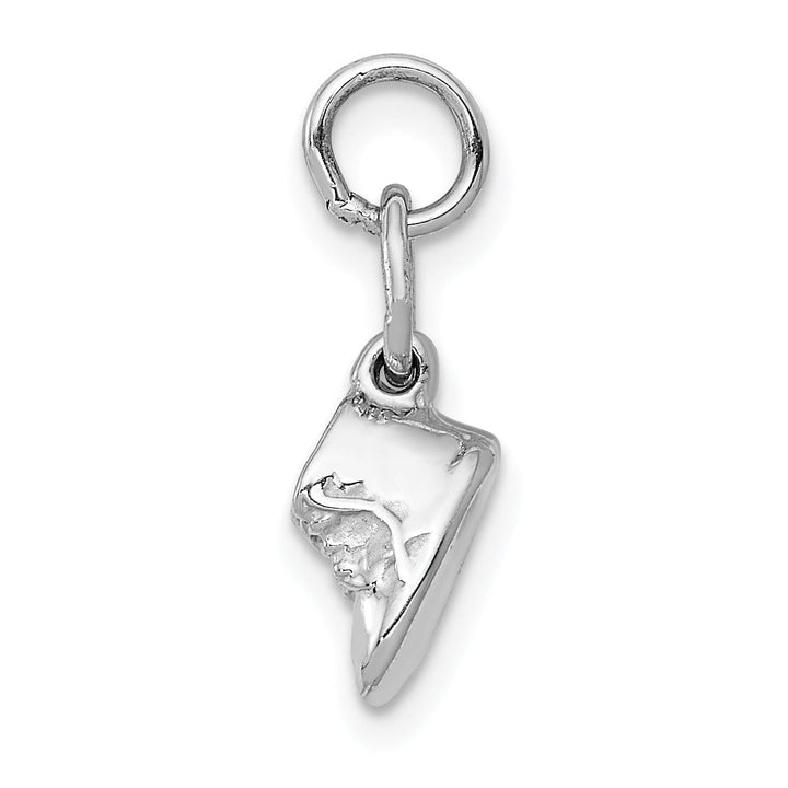 14k White Gold Polished 3D Baby Shoes Pendant.
