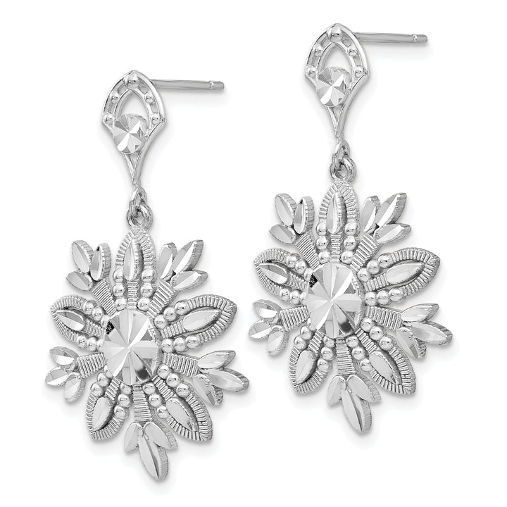 14k White Gold Snowflake Dangle Design Earrings