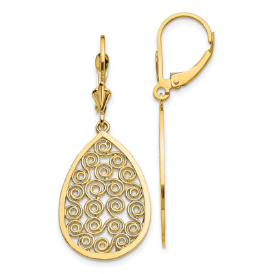 14k Yellow Gold Teardrop Filigree Dangle Earrings at $ 360.04 only from Jewelryshopping.com
