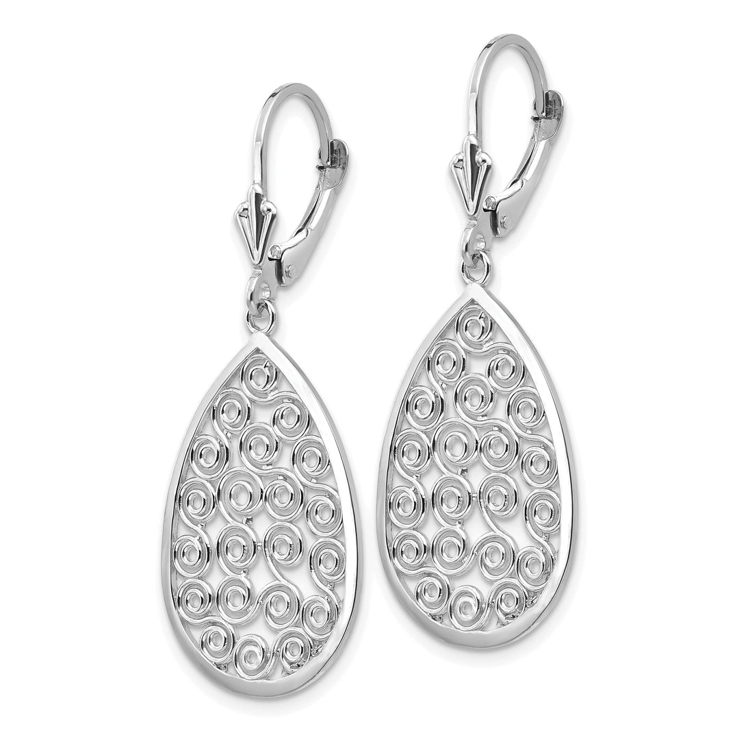 14k White Gold Teardrop Dangle Leverback Earrings