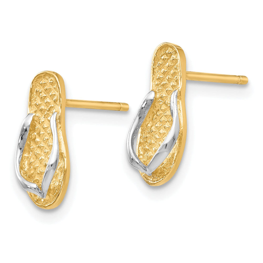 14k Yellow Rhodium Gold Flip Flop Earrings