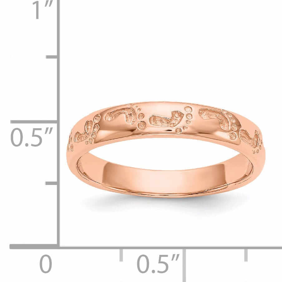 14k Rose Gold Timeless Creations Footprints Ring